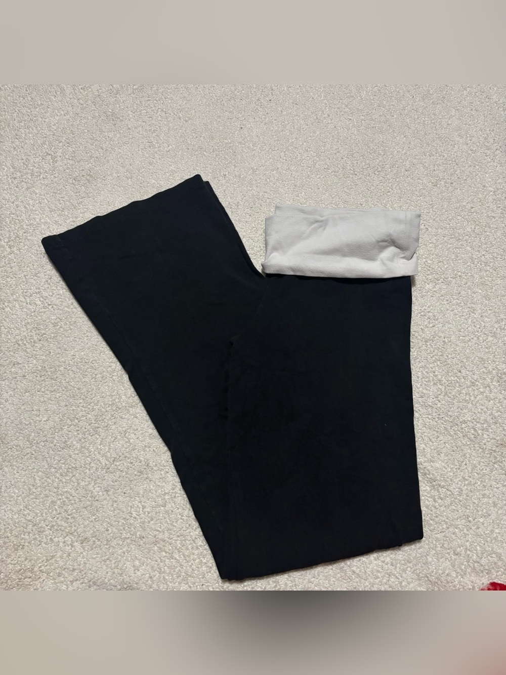 Victoria's Secret Black Leggings with White Fold-Over Waistband vintage Y2K